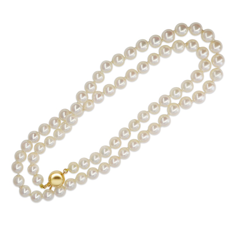 7mm Cultured Pearl Strand Necklace on 9ct Yellow Gold Clasp