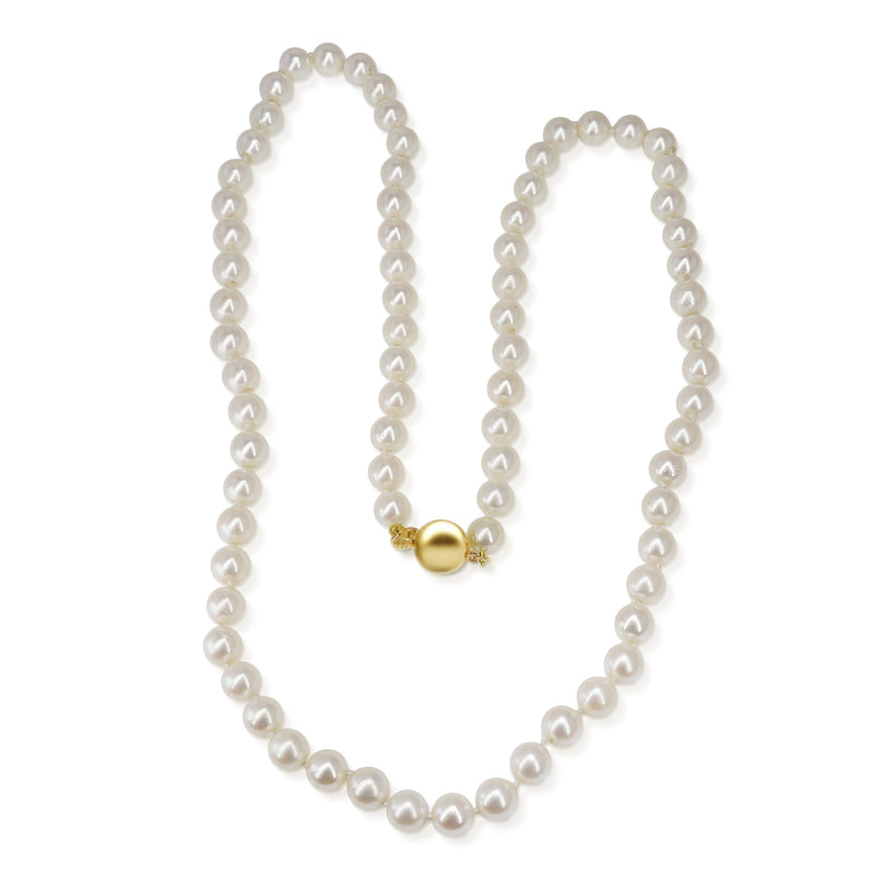 7mm Cultured Pearl Strand Necklace on 9ct Yellow Gold Clasp