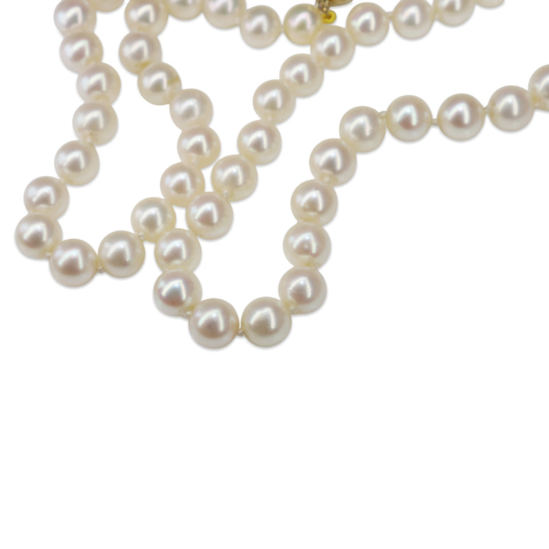 7mm Cultured Pearl Strand Necklace on 9ct Yellow Gold Clasp