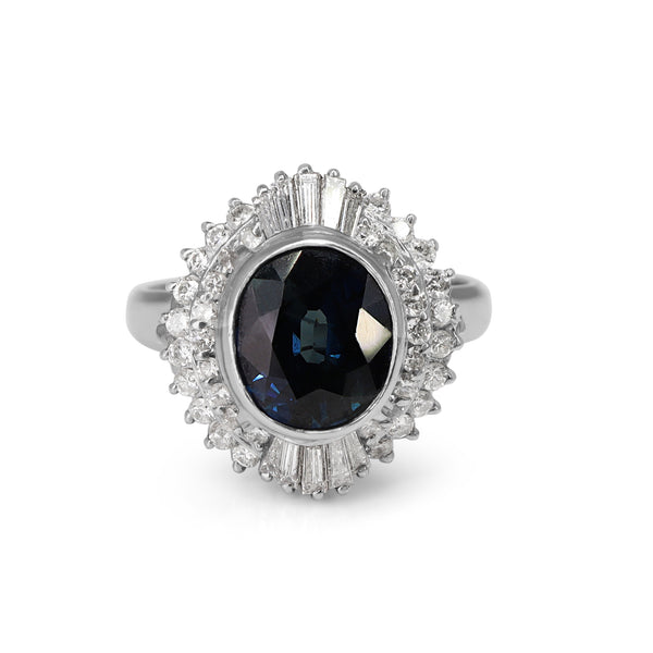 Platinum Sapphire and Diamond Ballerina Style Ring