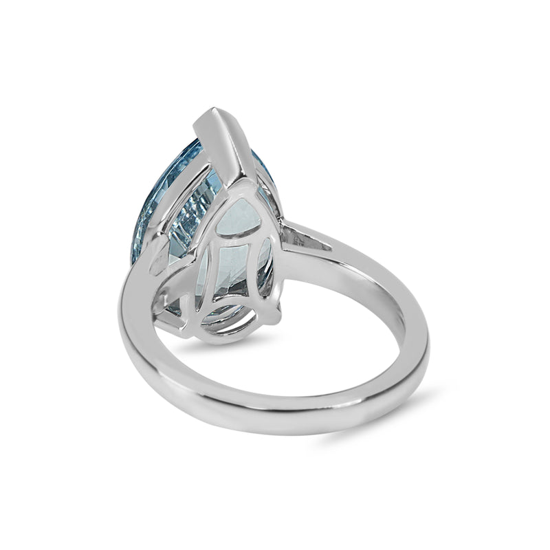 18ct White Gold Pear Aquamarine Solitaire Ring