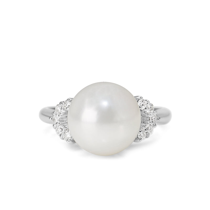 Platinum 10mm South Sea Pearl and Diamond Ring