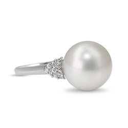 Platinum 14mm South Sea Pearl and Diamond Ring