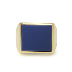 14ct Yellow Gold Big Square Agate Signet Ring