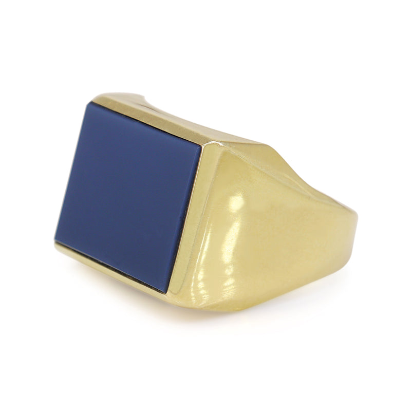 14ct Yellow Gold Big Square Agate Signet Ring