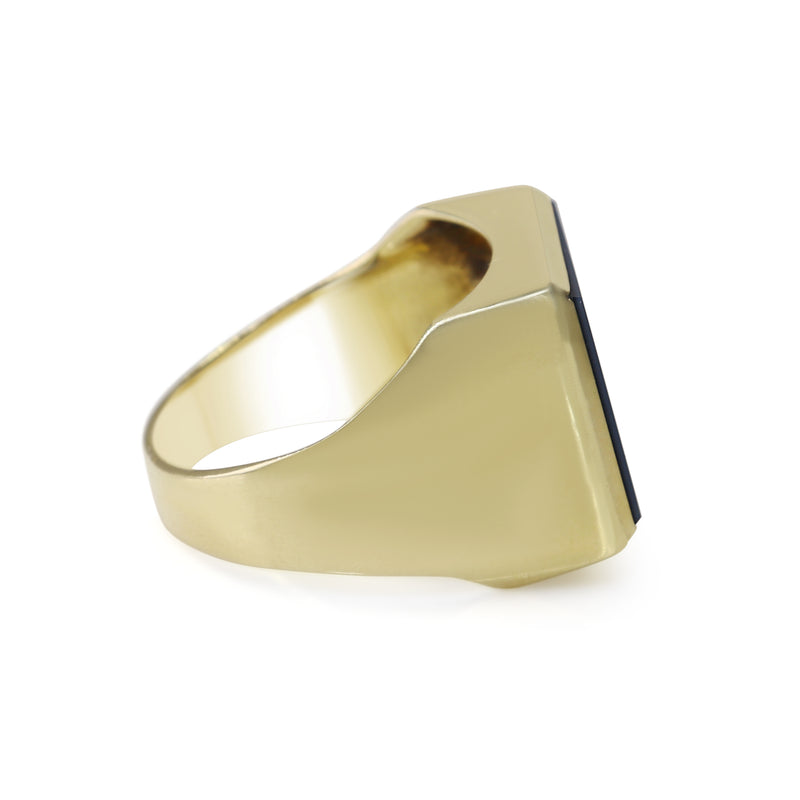 14ct Yellow Gold Big Square Agate Signet Ring