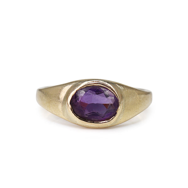 14ct Yellow Gold Vintage Amethyst Signet Ring