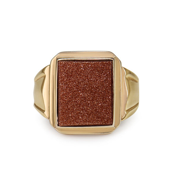 9ct Yellow Gold Vintage Gold Stone Signet Ring