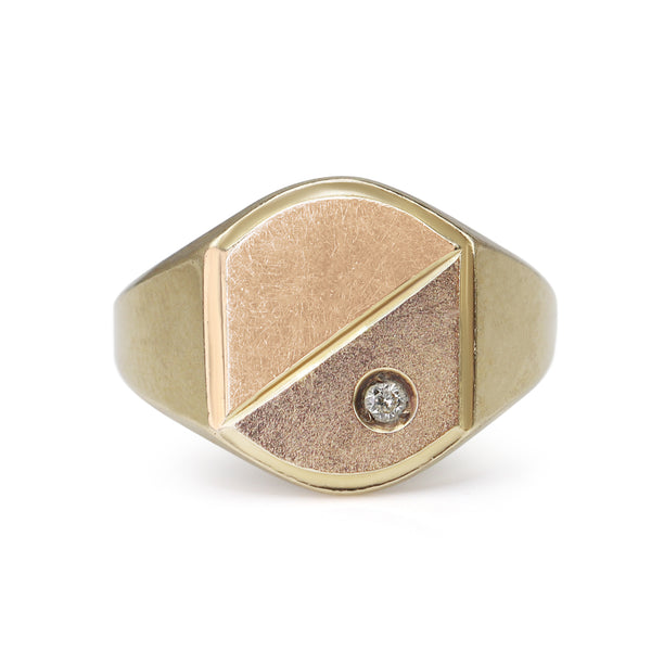 9ct Yellow Gold Vintage Diamond Signet Ring