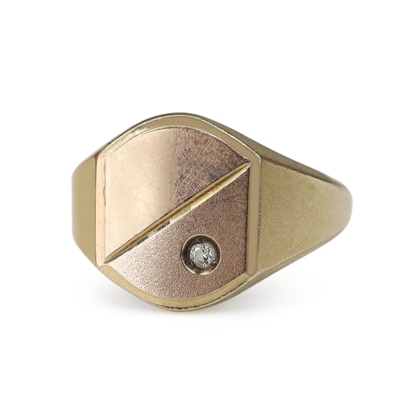 9ct Yellow Gold Vintage Diamond Signet Ring