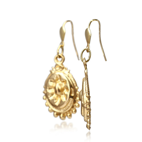 9ct Yellow Gold Vintage Engraved Earrings