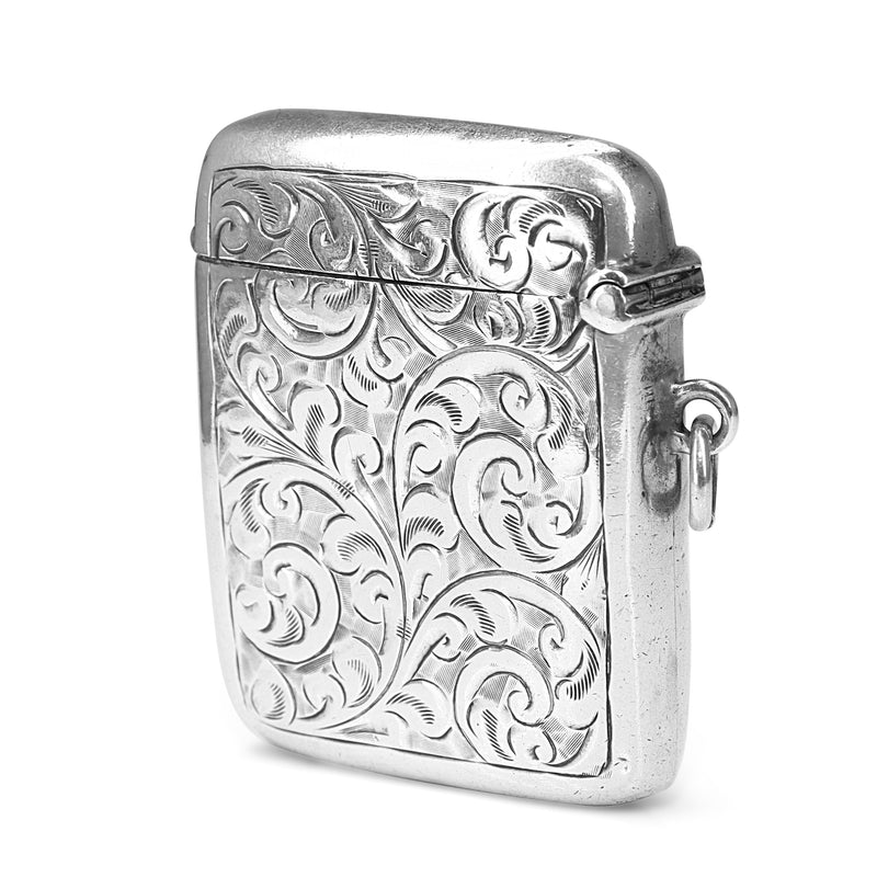 Silver Antique Engraved Vesta Case Circa 1920's