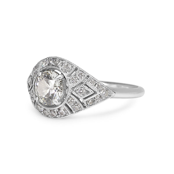 18ct White Gold Art Deco Style Diamond Ring