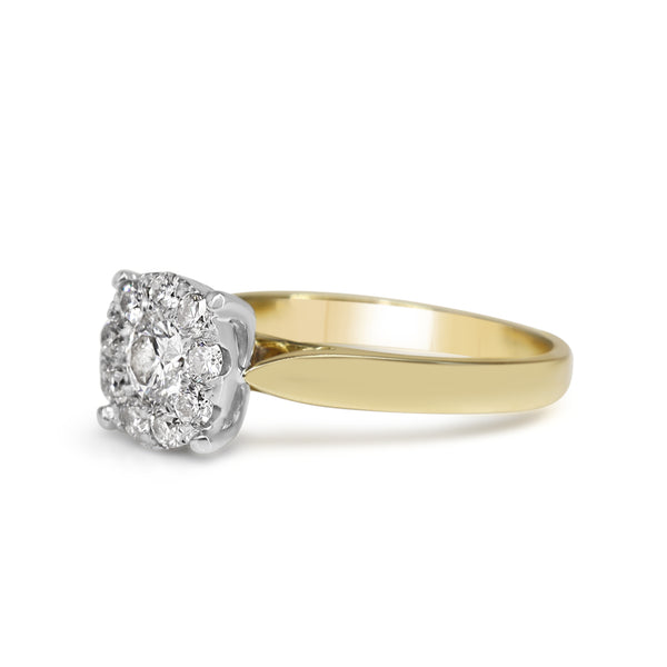 18ct Yellow and White Gold Diamond Halo Ring