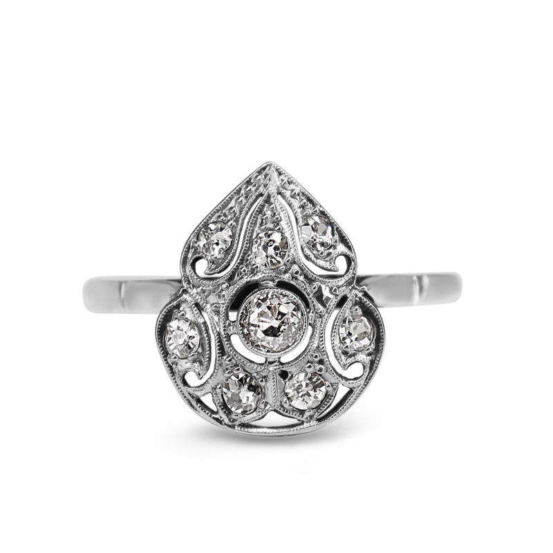 Platinum and 18ct White and Yellow Gold Old Cut Diamond Art Deco Ring