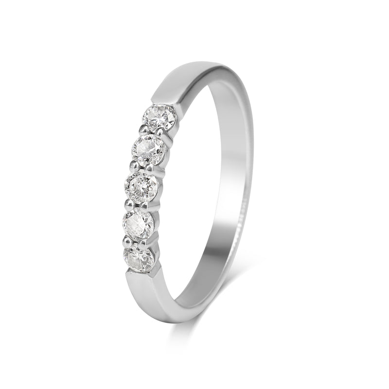 18ct White Gold .50ct 5 Stone Diamond Band Ring