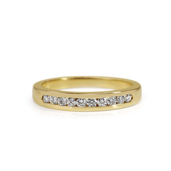 9ct Yellow Gold Channel Set Diamond Band Ring