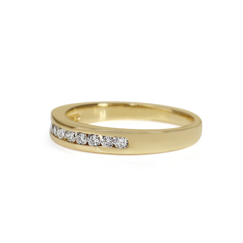 9ct Yellow Gold Channel Set Diamond Band Ring