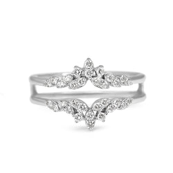 10ct White Gold Tiara Style Fitted 'Jacket' Diamond Band Ring