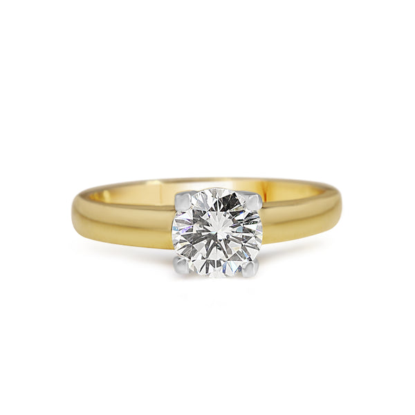 18ct Yellow and White Gold 1.00ct Diamond Solitaire Ring