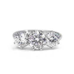 Platinum 3 Stone Victorian Style Diamond Ring