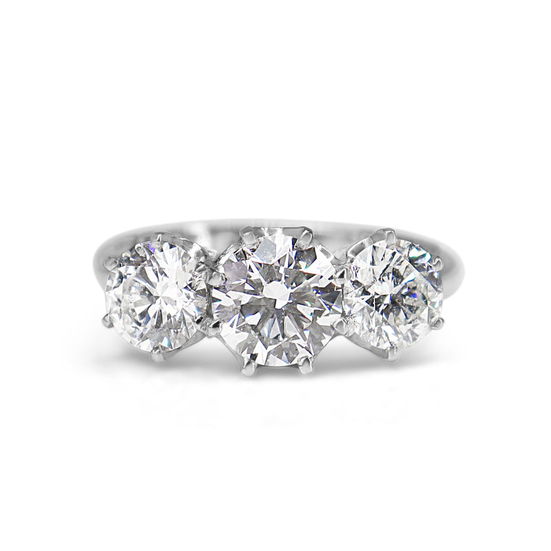 Platinum 3 Stone Victorian Style Diamond Ring