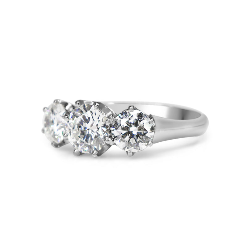 Platinum 3 Stone Victorian Style Diamond Ring