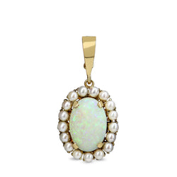 18ct Yellow Gold Opal and Pearl Enhancer Pendant