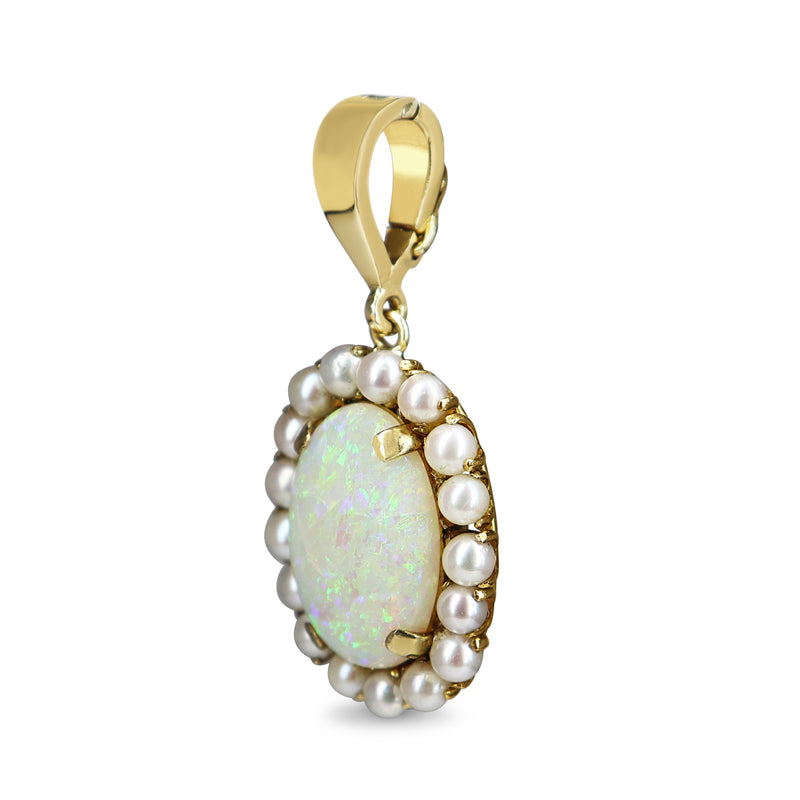 18ct Yellow Gold Opal and Pearl Enhancer Pendant