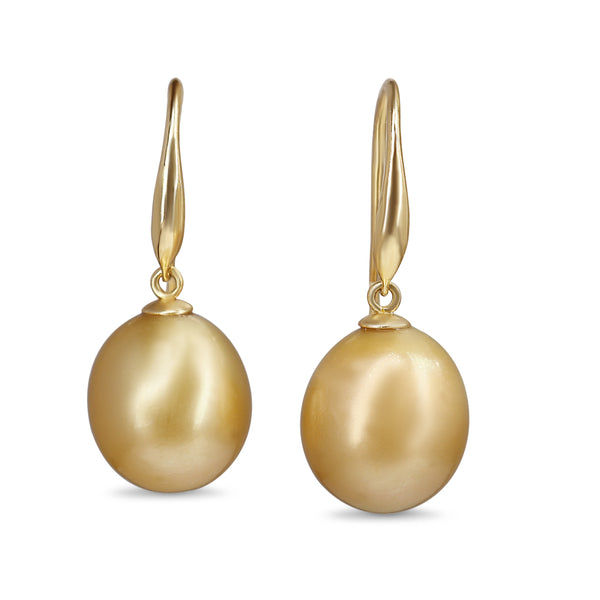 9ct Yellow Gold Golden South Sea 12mm Pearl Earrings