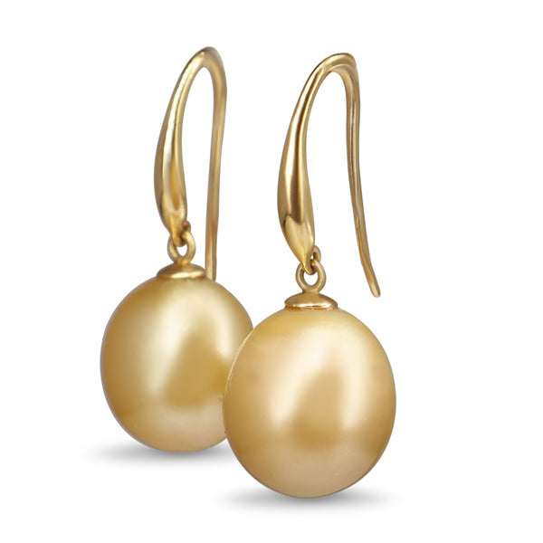 9ct Yellow Gold Golden South Sea 12mm Pearl Earrings