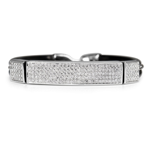 18ct White Gold Pavé Diamond and Neoprene Bracelet