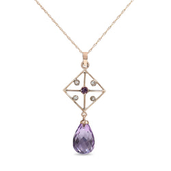 9ct Rose Gold Briolette Amethyst Necklace