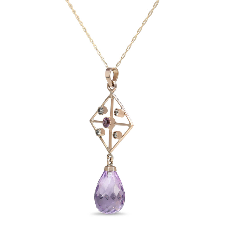 9ct Rose Gold Briolette Amethyst Necklace