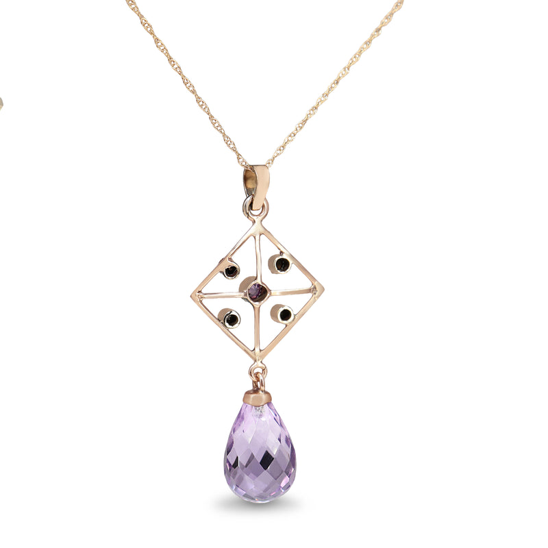 9ct Rose Gold Briolette Amethyst Necklace