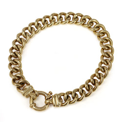 9ct Yellow Gold Solid Curb Link Bracelet with Bolt Clasp