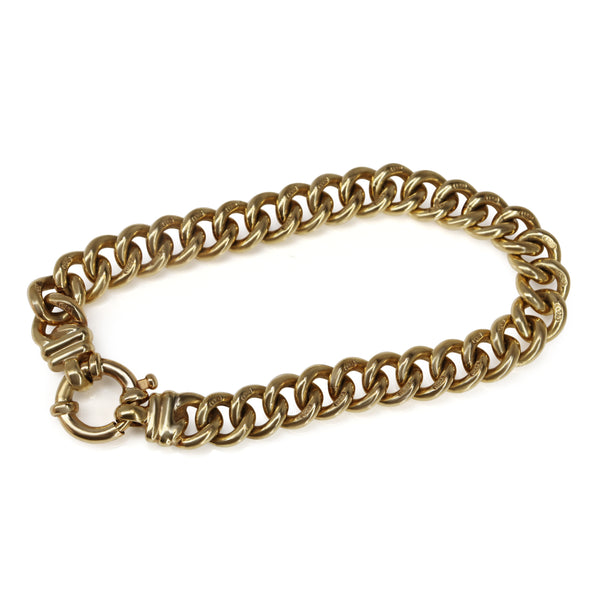 9ct Yellow Gold Solid Curb Link Bracelet with Bolt Clasp