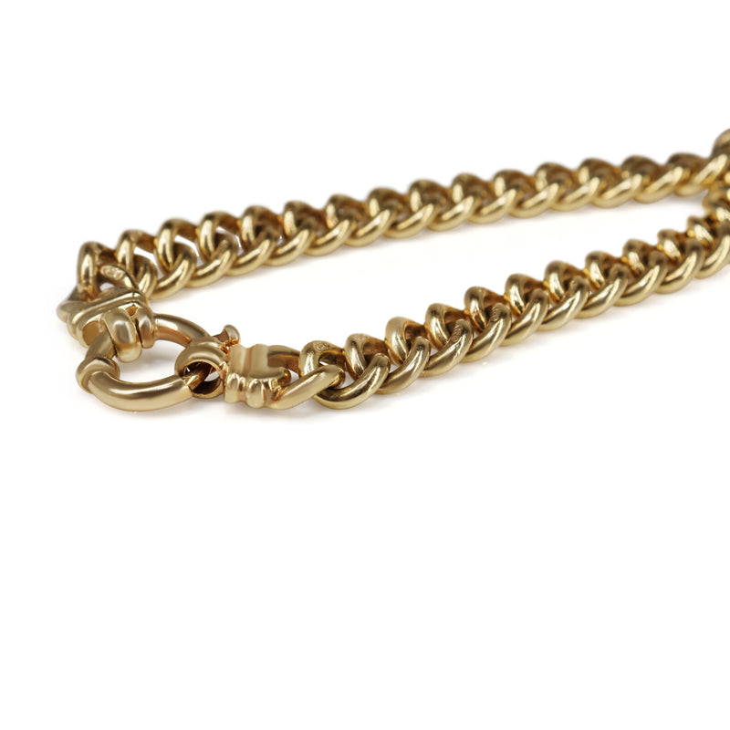 9ct Yellow Gold Solid Curb Link Bracelet with Bolt Clasp