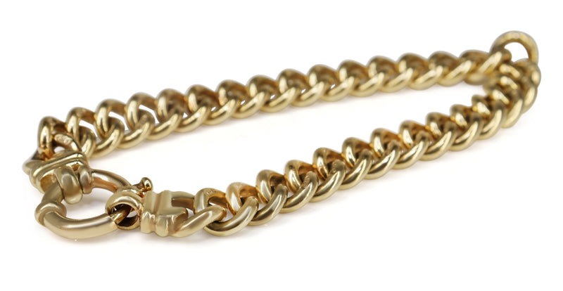 9ct Yellow Gold Solid Curb Link Bracelet with Bolt Clasp