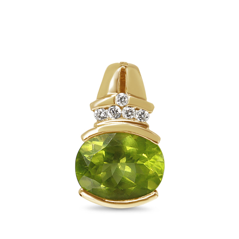 14ct Yellow Gold Peridot and Diamond Enhancer Pendant