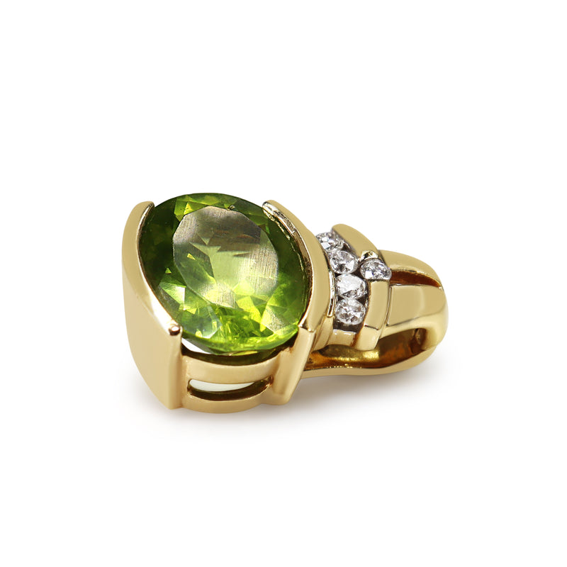 14ct Yellow Gold Peridot and Diamond Enhancer Pendant