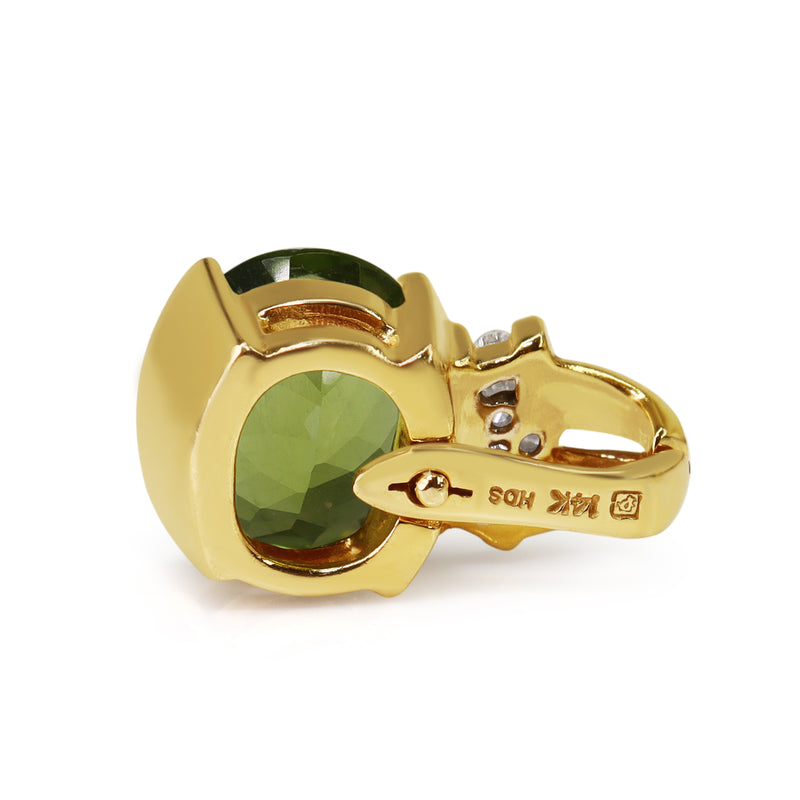 14ct Yellow Gold Peridot and Diamond Enhancer Pendant