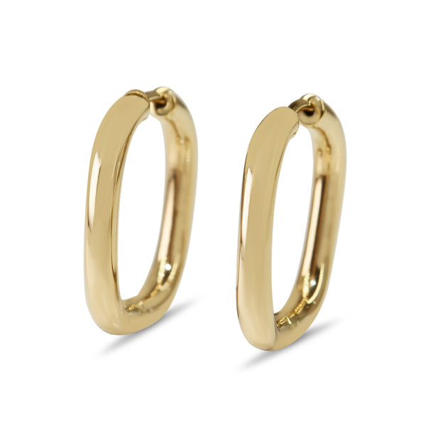 9ct Yellow Gold Pillow Shaped Hoop Earrings