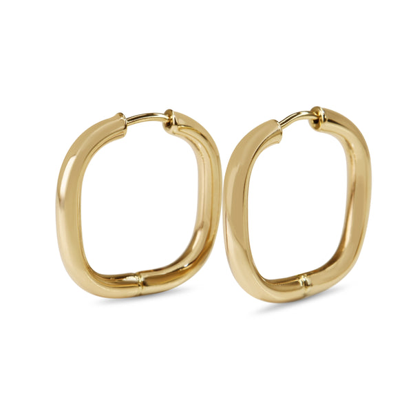 9ct Yellow Gold Pillow Shaped Hoop Earrings