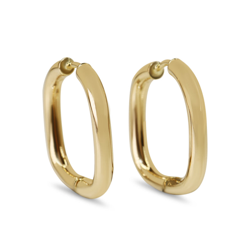 9ct Yellow Gold Pillow Shaped Hoop Earrings