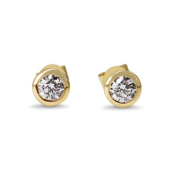 18ct Yellow Gold .50ct Diamond Bezel Stud Earrings