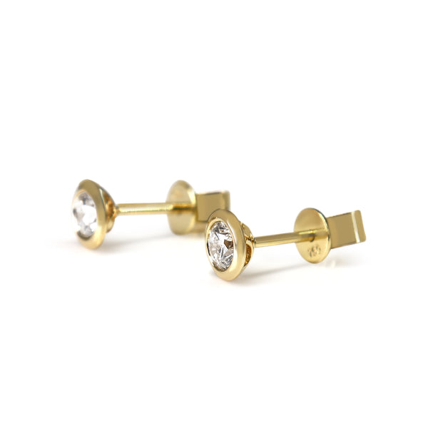 18ct Yellow Gold .50ct Diamond Bezel Stud Earrings