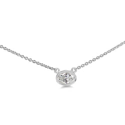 18ct White Gold East West Oval Bezel Diamond Solitaire Necklace