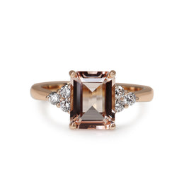 9ct Rose Gold Morganite and Diamond Ring