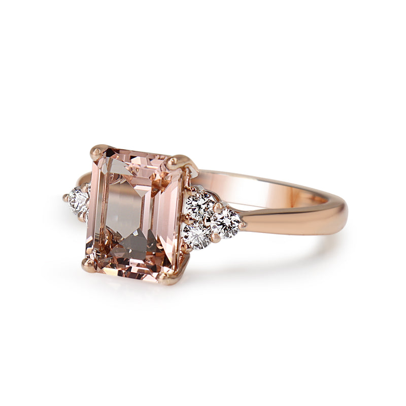 9ct Rose Gold Morganite and Diamond Ring